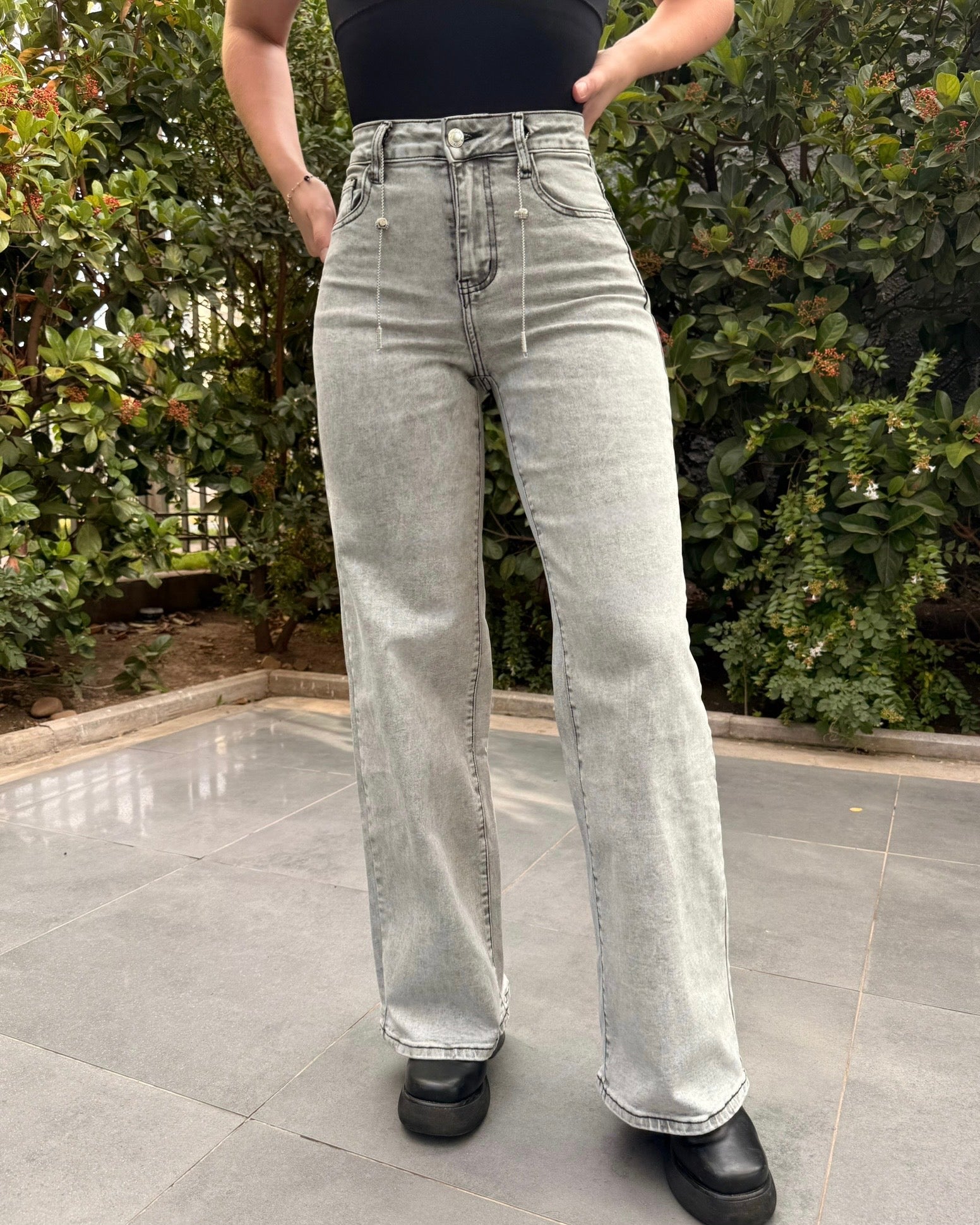 Jeans Modelo 153: Wide Leg de Tiro Alto Elasticado